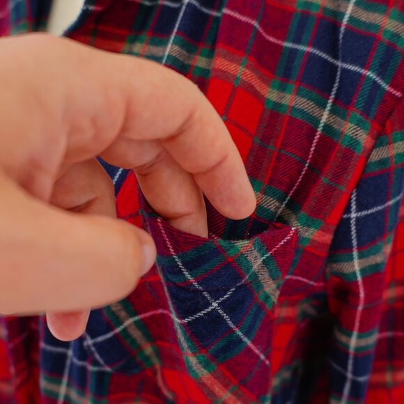 Old Navy Blue Red Green Plaid Flannel Collared Button Front Shirt Top Small Long - Picture 3 of 10